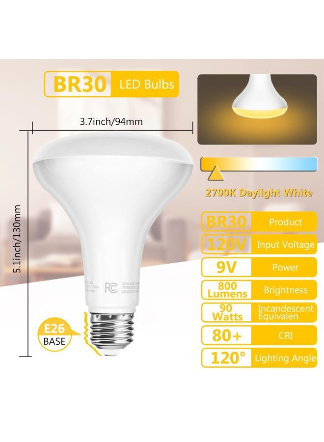 dalattin 12 Pack BR30 LED Bulbs 65W Equivalent, Dimmable Indoor Flood Lights 2700K Soft White, 9W, 800 Lumens, E26 Base, LED Recessed Light Bulb for Living Room, Bedroom, Bathroom, Kitchen - Image 4